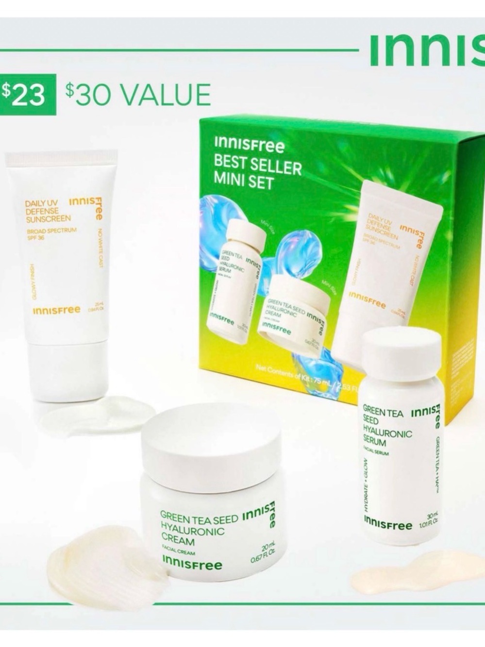 Innisfree Green Tea Seed Hydrating Mini Set — White & Green